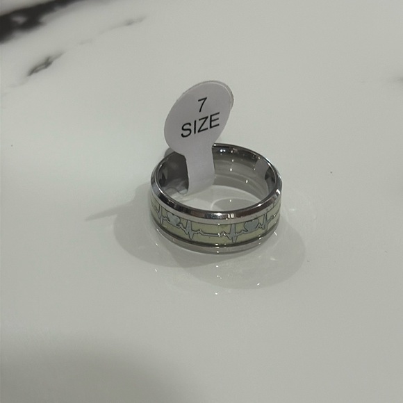 luminous electrocardiogram inlay White background Stainless steel size 7/10/11 - Picture 6 of 6